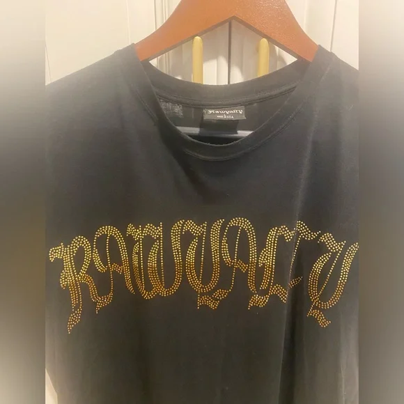 Black Crystal T-Shirt with Skull and Flames - Picture 2 of 4